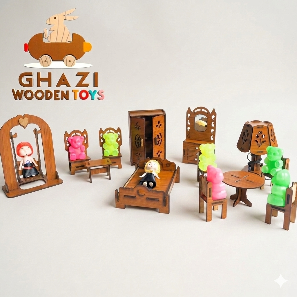 Kids Wooden Doll House Furniture Set (Best Offer)”