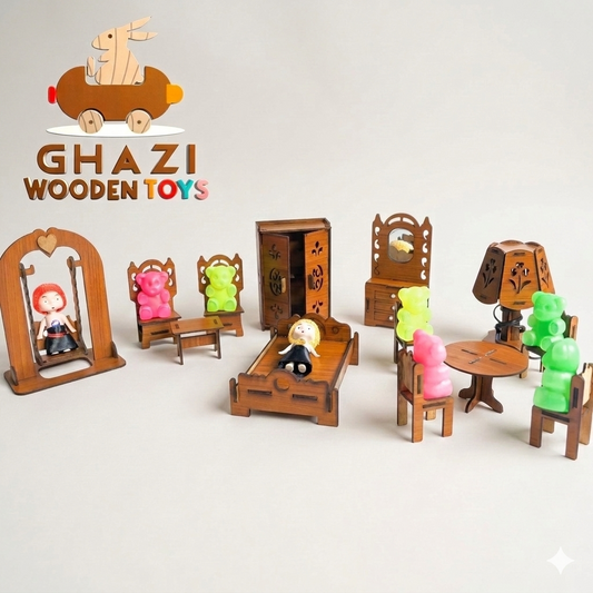 Kids Wooden Doll House Furniture Set (Best Offer)”