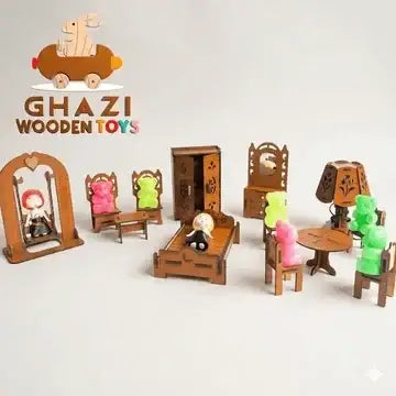 Kids Wooden Doll House Furniture Set (Best Offer)”