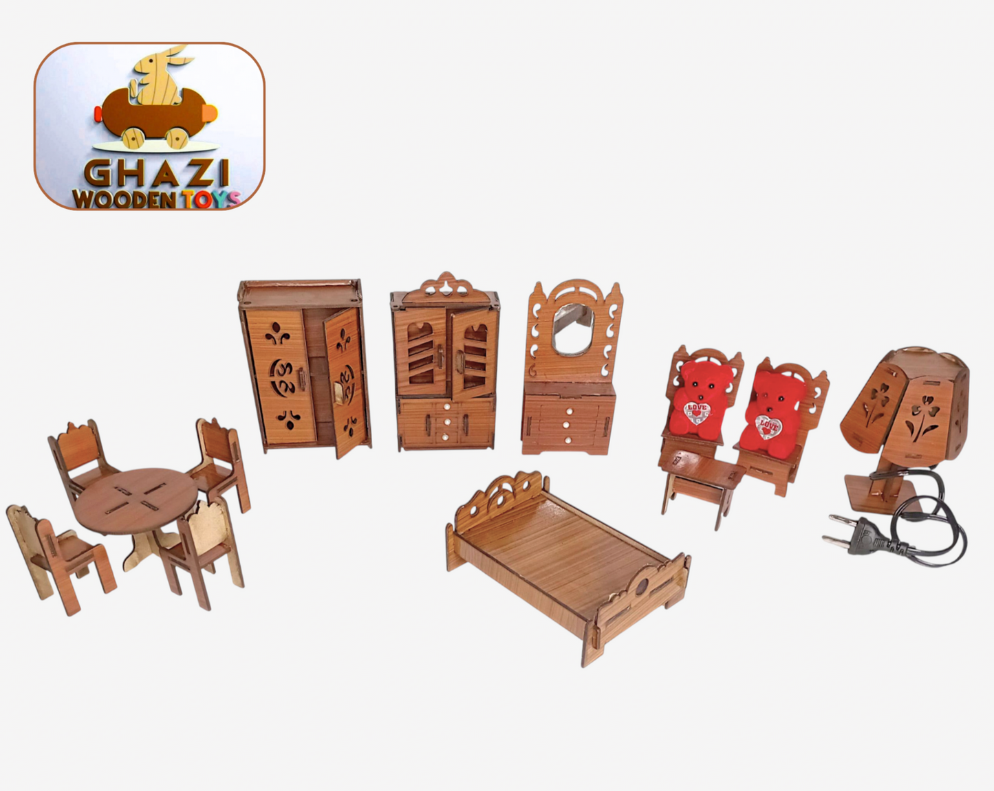 Handmade Wooden Mini Furniture Set for Kids | Dollhouse Furniture | Wooden Toy Gift(15 pieces set)
